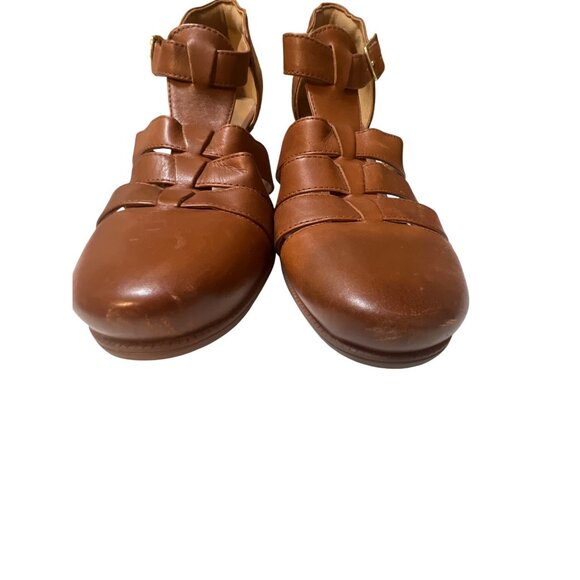 Clarks Womens Brown Leather Strappy Heeled Sandals Size 9 With Buckle Closure - Picture 3 of 10